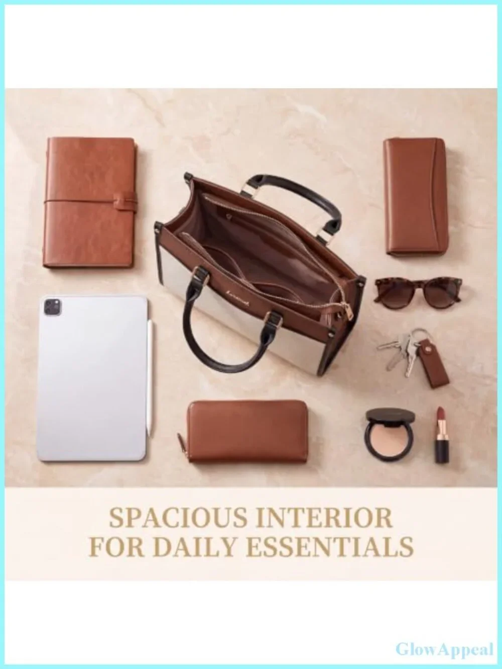 Vegan Leather Satchel Tote Bag with Top Handle & Crossbody Strap